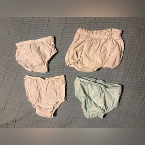 Kids Cotton Diaper Covers/Bloomers - White and Light Blue